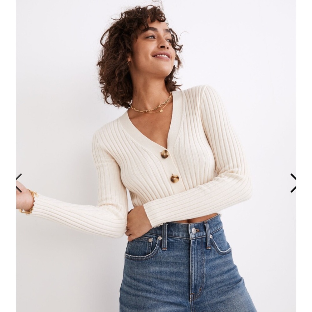 Madewell Brenville cardigan-cropped in burnt orange